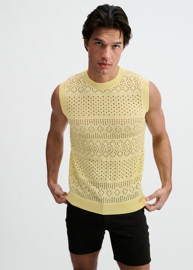 ST33LE Pointelle Open Knit Vest - Cream Puff
