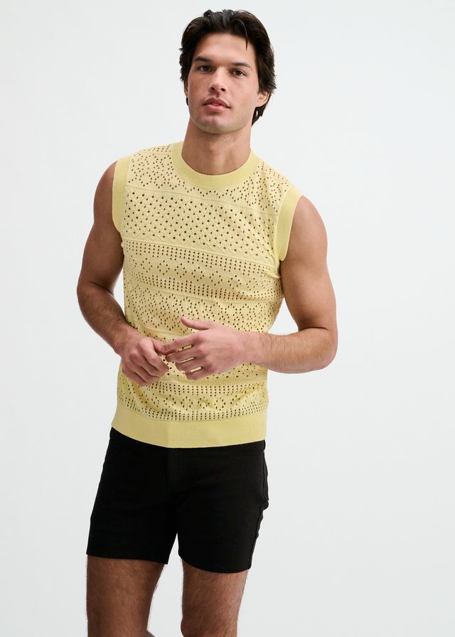 ST33LE Pointelle Open Knit Vest - Cream Puff