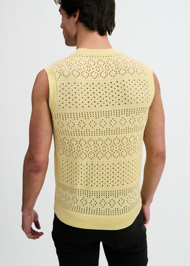 ST33LE Pointelle Open Knit Vest - Cream Puff