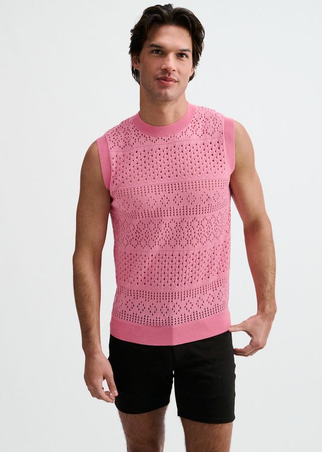 ST33LE Pointelle Open Knit Vest - Crepe Pink