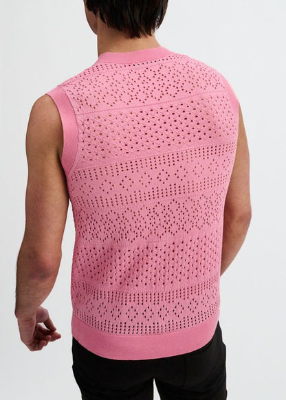 ST33LE Pointelle Open Knit Vest - Crepe Pink