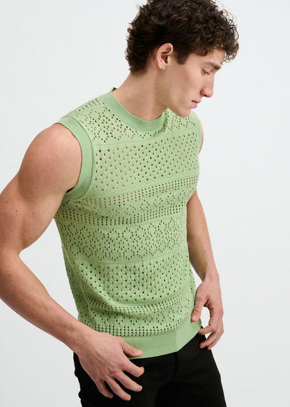 ST33LE Pointelle Open Knit Vest - Menthol