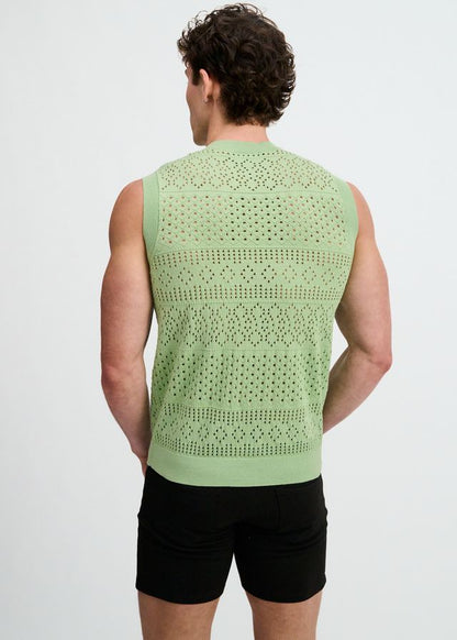 ST33LE Pointelle Open Knit Vest - Menthol