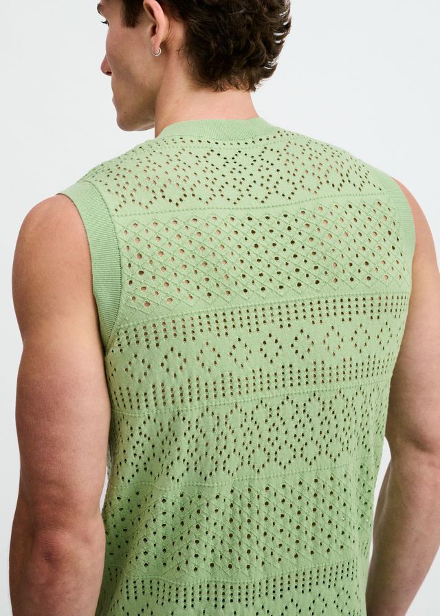 ST33LE Pointelle Open Knit Vest - Menthol