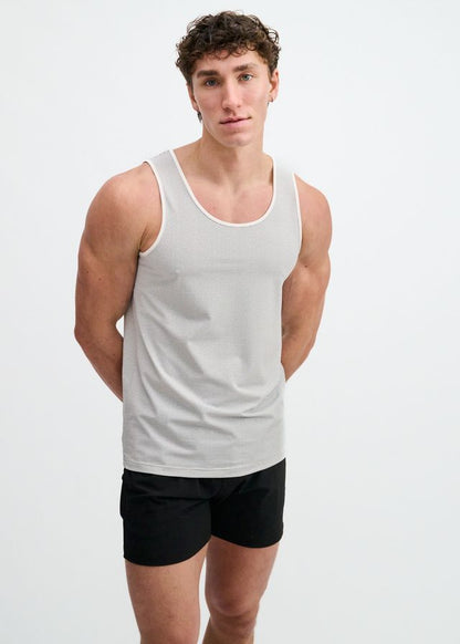 ST33LE Textured Stretch Mesh Performance Tank - White/Black