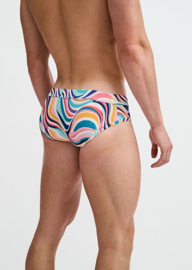 ST33LE Swirls Print Swim Brief - Teal/Multi Swirls