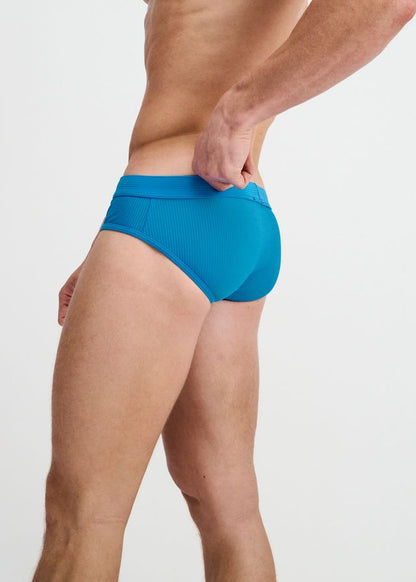 ST33LE Textured Swim Brief W/ Front Buckle - Cobalt