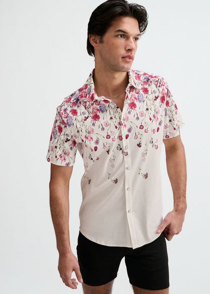 ST33LE Floral Engineered Border Print Shirt - Blush/Fuchsia