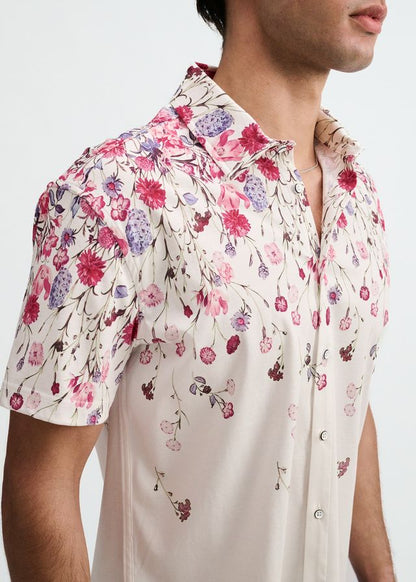 ST33LE Floral Engineered Border Print Shirt - Blush/Fuchsia