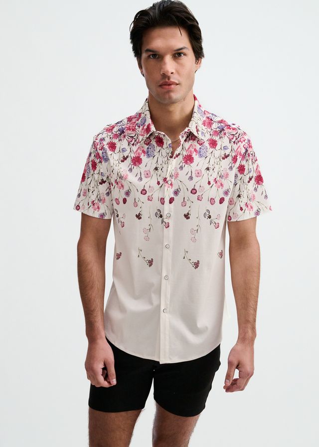 ST33LE Floral Engineered Border Print Shirt - Blush/Fuchsia