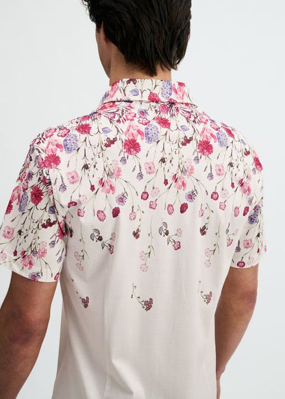 ST33LE Floral Engineered Border Print Shirt - Blush/Fuchsia