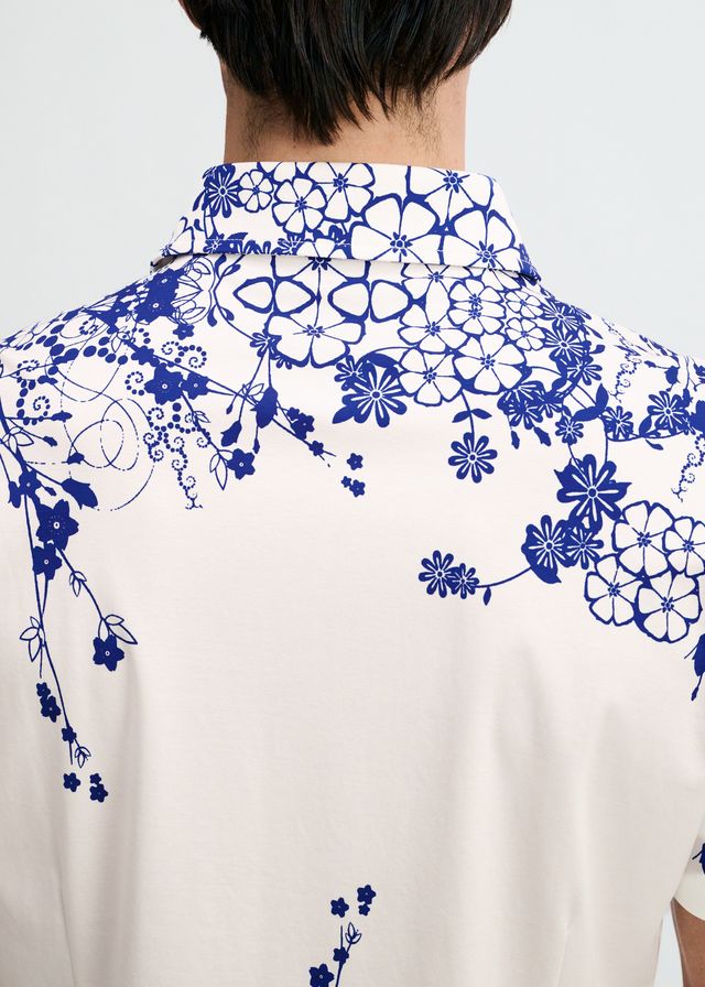 ST33LE Floral Engineered Border Print Shirt - Navy/White