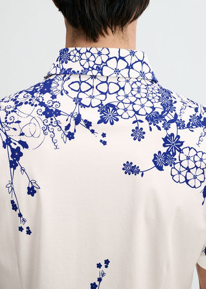 ST33LE Floral Engineered Border Print Shirt - Navy/White