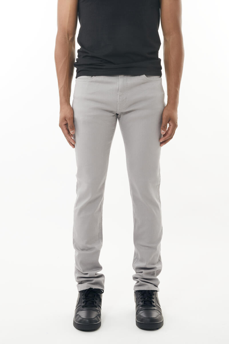 Gray stretch twill pant slim fit with a modern cut and subtle stitching details