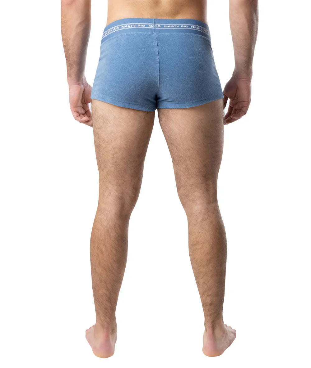 Blue nasty pig boxer briefs with white elastic waistband and brand logo from suite trunk short collection