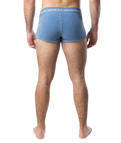 Blue nasty pig boxer briefs with white elastic waistband and brand logo from suite trunk short collection