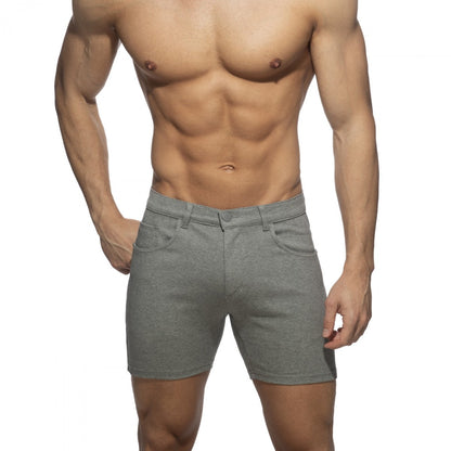 Svelte shorts gray heathered denim shorts with classic five-pocket design and belt loops for casual wear