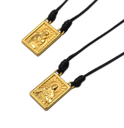 CA-RIO-CA Herren-Skapulier mit Kordel in 5 Anhängerfarben: Schwarz, Silber, Vintage-Gold, Gold, Graphit - Herrenhalskette - Herrenschmuck