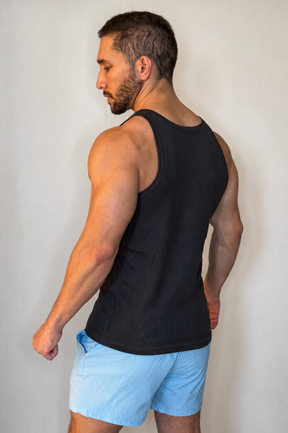JJ Malibu Men's Slim Rib Knit Tank Top - Black