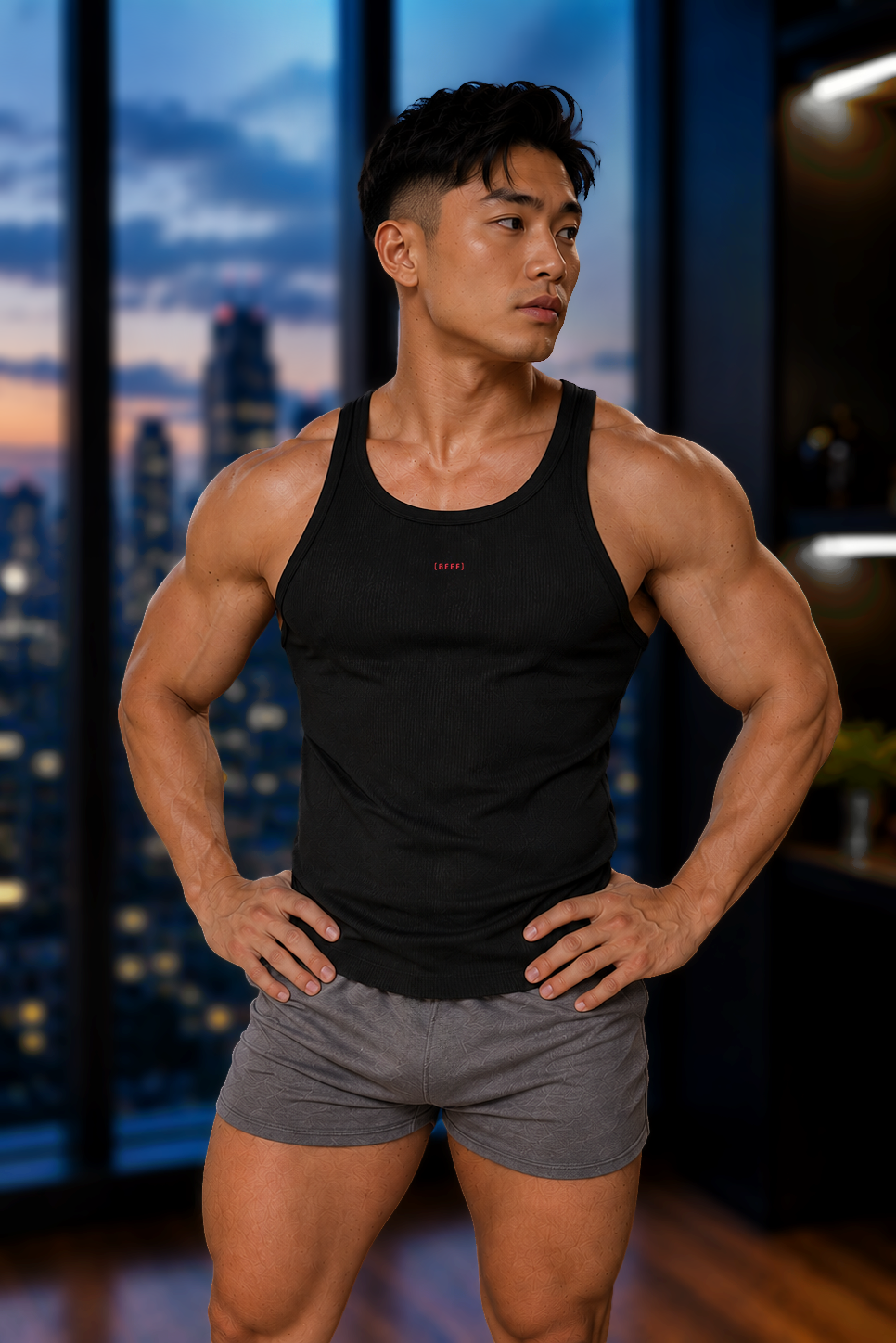 JJ Malibu Men's Slim Rib Knit Tank Top - Black