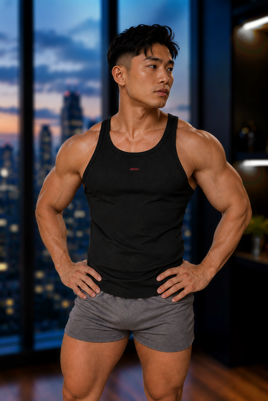 JJ Malibu Men's Slim Rib Knit Tank Top - Black
