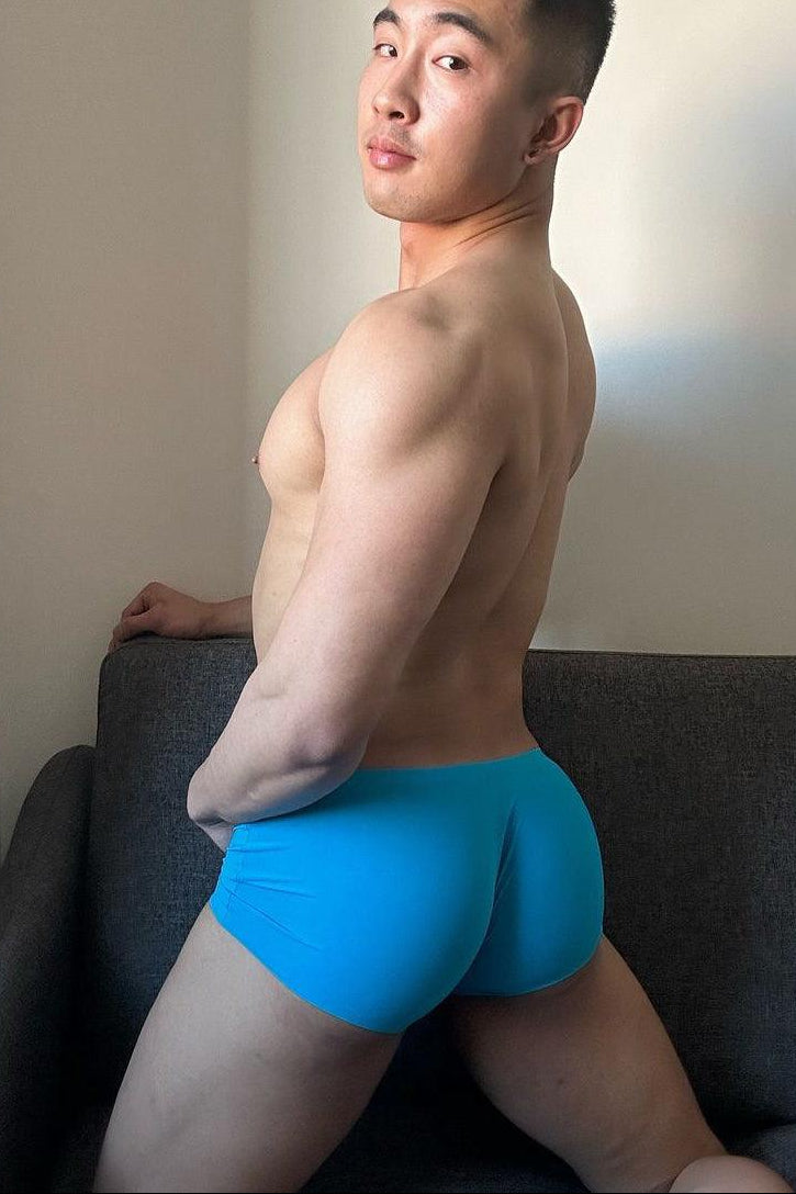 JJ Malibu Men's Come-Over Silky Seamless Boxer Briefs - Neon Blue