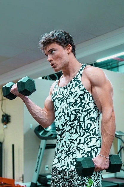 Jed North Men's Graphic Muscle Stringer - Chaotic White