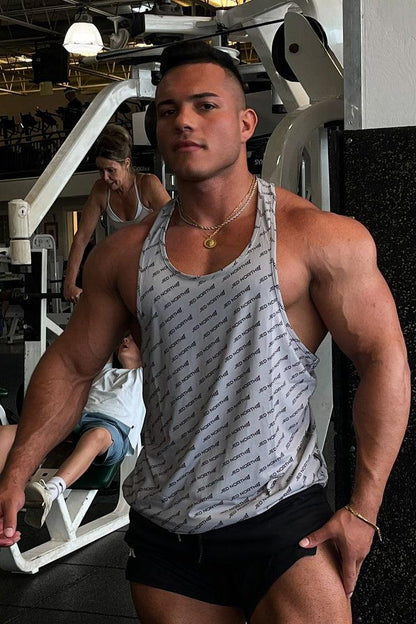 Jed North Men's Graphic Muscle Stringer - Gray JN Logo