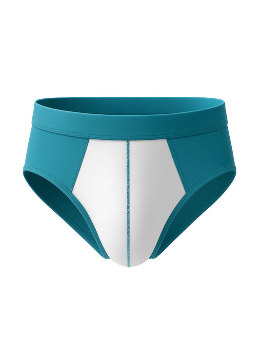 Teal and white soft stretch contrast brief athletic briefs with a sleek modern design for comfortable active wear