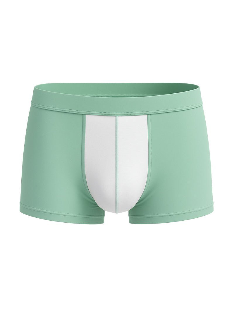 Soft stretch contrast trunk boxer briefs in mint green and white with smooth stretchy fabric finish