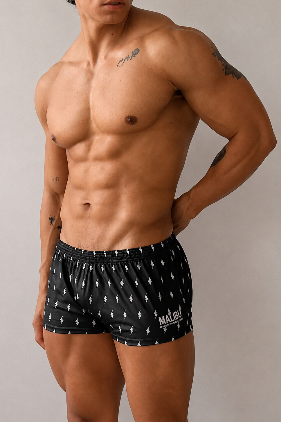 JJ Malibu Men's Stretch-It 2" Athletic Short Shorts - Lightning Bolts