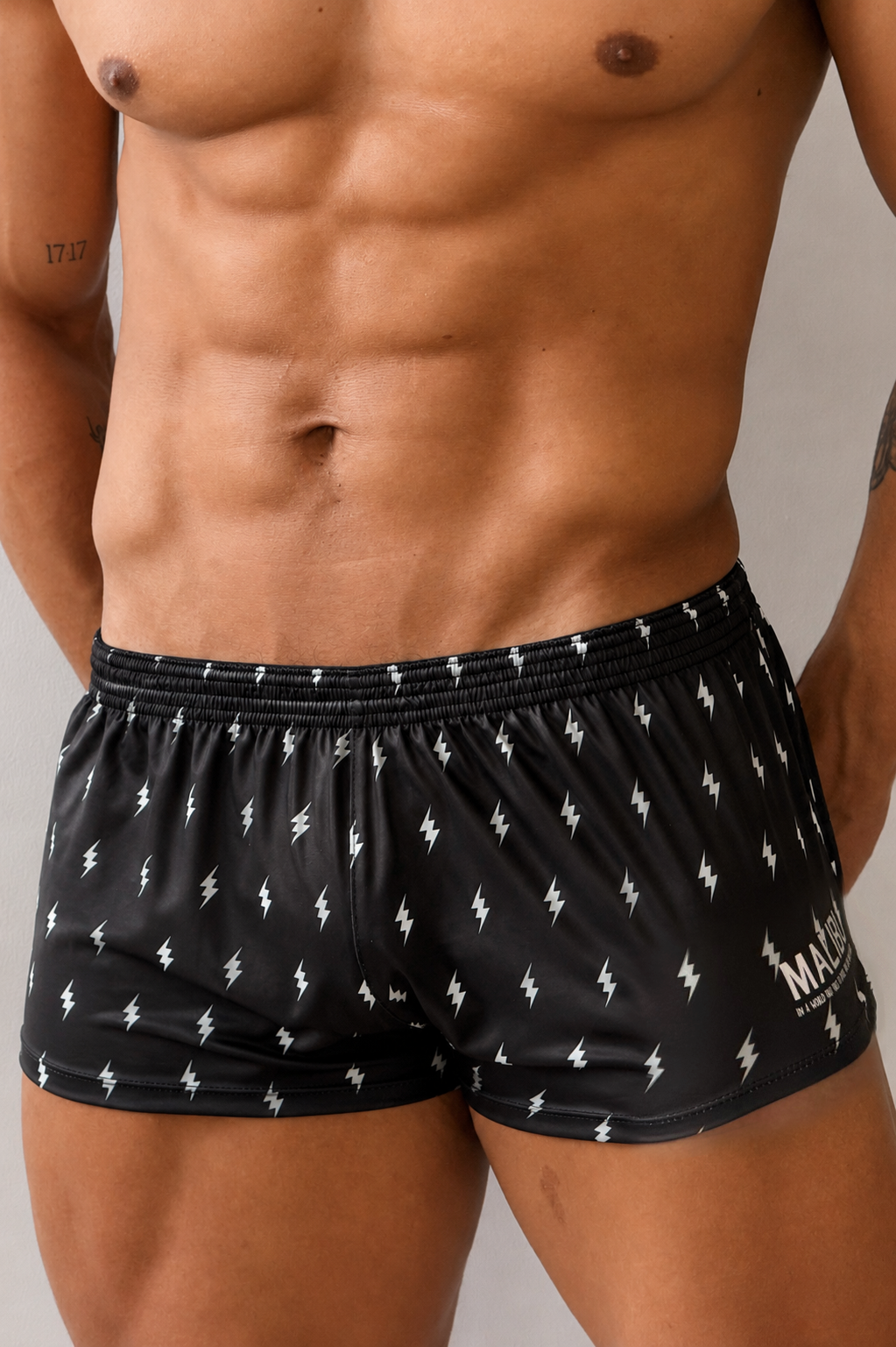 JJ Malibu Men's Stretch-It 2" Athletic Short Shorts - Lightning Bolts