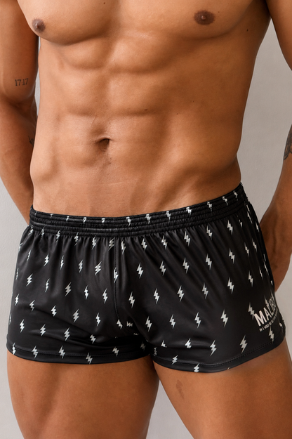 JJ Malibu Men's Stretch-It 2" Athletic Short Shorts - Lightning Bolts