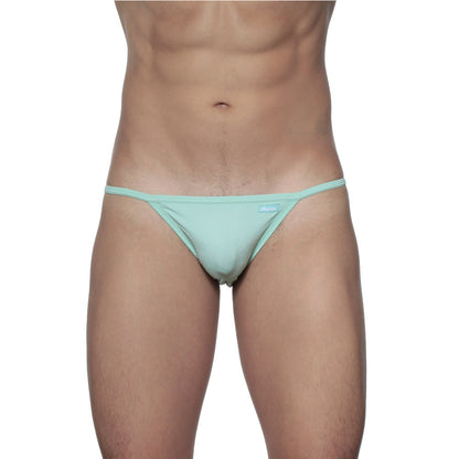 Groovin string bikini mint green thong made of smooth stretchy fabric with a subtle brand tag on the waistband
