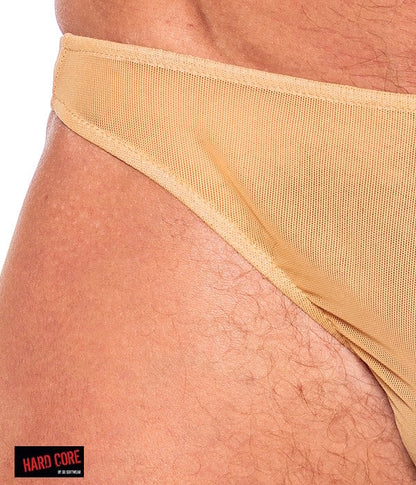 Hard Core 3126 Men's Intimates Nude Mesh Thong - Nude