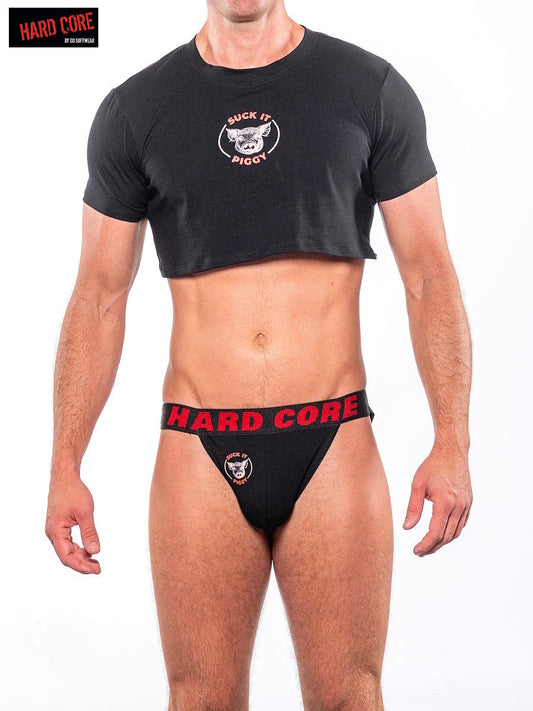 Hard Core 3906 Herren Suck it Piggy Half Tee - Schwarz