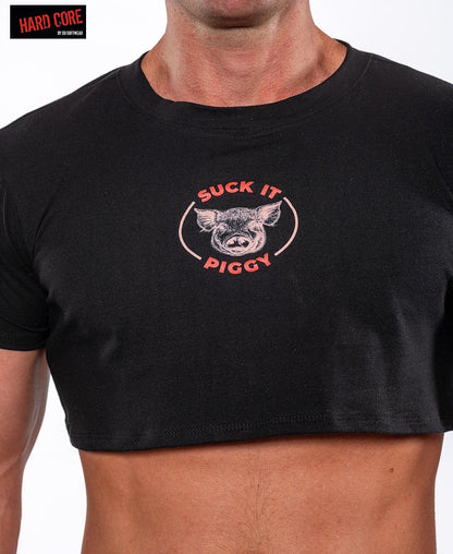 Hard Core 3906 Herren Suck it Piggy Half Tee - Schwarz