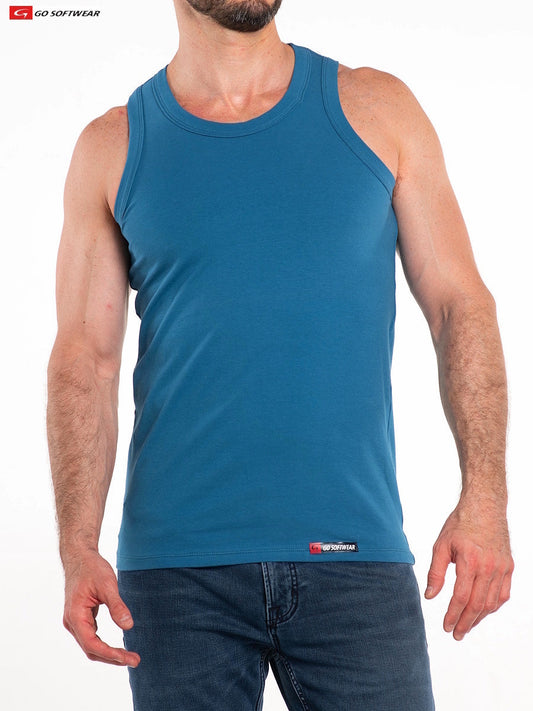 Débardeur extensible en coton pour homme So Cal 4685 de Go Softwear - Bleu Lyon
