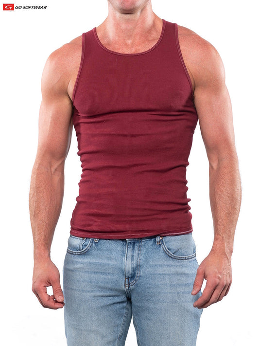 Débardeur côtelé pour homme Go Softwear 4615 - Cardinal