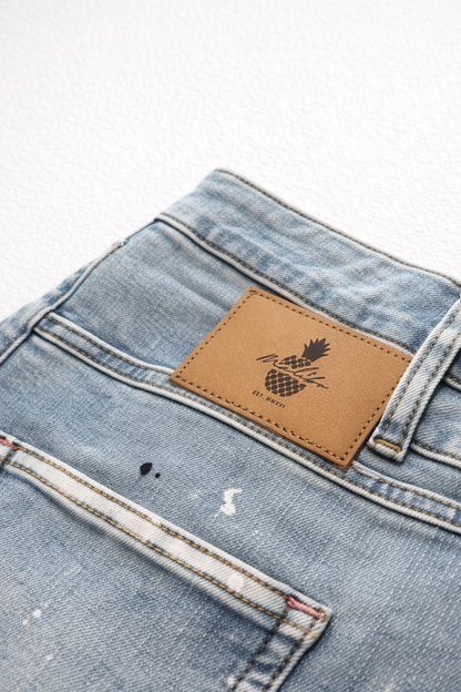 JJ Malibu Men's Studio Splash 1.5" Denim Short Shorts - Sky Blue