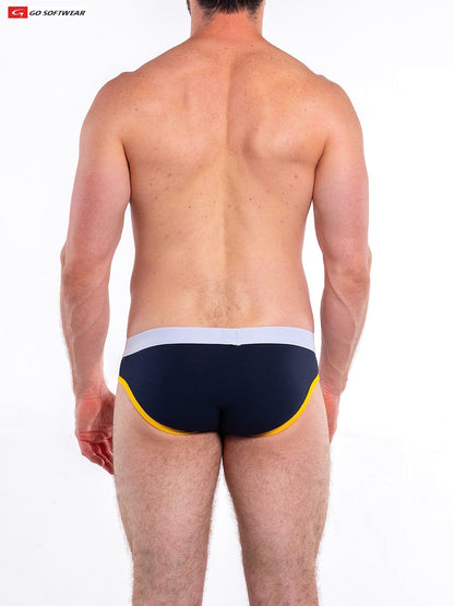 Go Softwear 4601 Men's Cal. Contour Pouch Bikini - Navy/Yellow