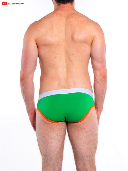 Go Softwear 4601 Men's Cal. Contour Pouch Bikini - Kelly Green/Mandarin