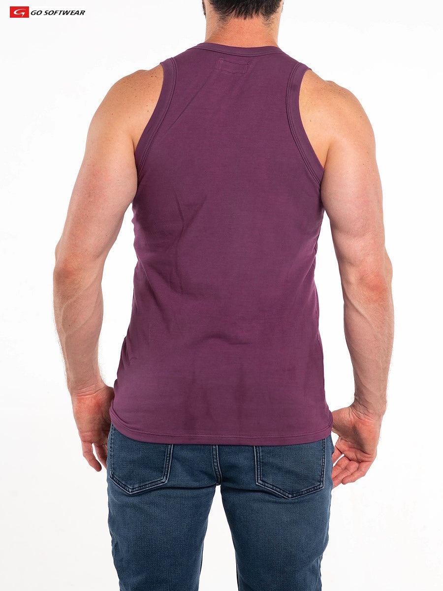 Go Softwear 4685 Herren So Cal Baumwoll-Stretch-Unterhemd - Pflaumenrot