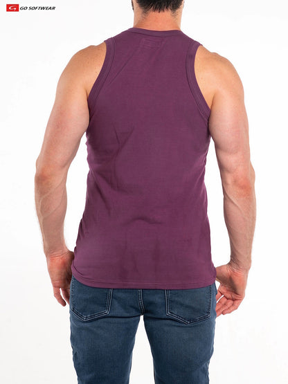 Go Softwear 4685 Herren So Cal Baumwoll-Stretch-Unterhemd - Pflaumenrot