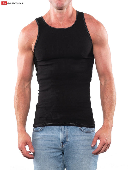 Débardeur côtelé pour homme Go Softwear 4615 - Noir