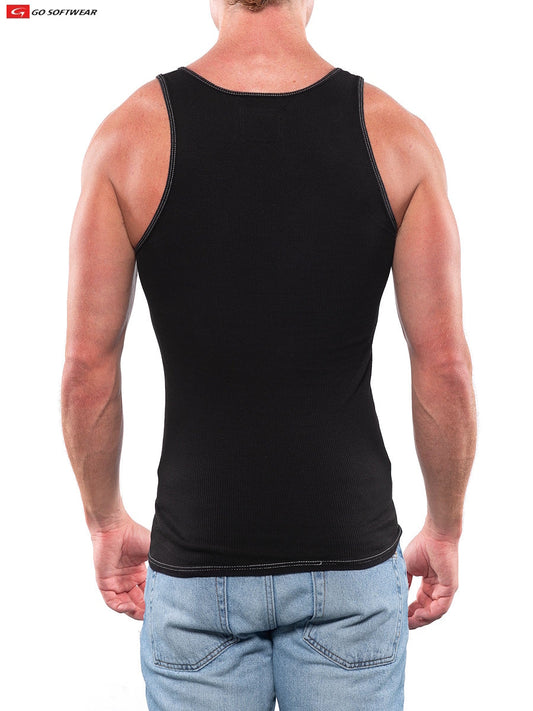 Débardeur côtelé pour homme Go Softwear 4615 - Noir