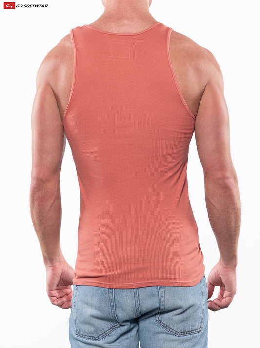 Go Softwear 4615 Herren Laguna Ripp-Tanktop - Korallensand