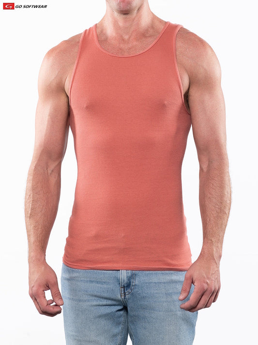 Go Softwear 4615 Herren Laguna Ripp-Tanktop - Korallensand