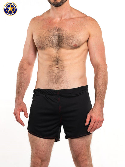 AMERICAN JOCK 8359 Men's 11" Workout Short w/Built-In Jockstrap - Black