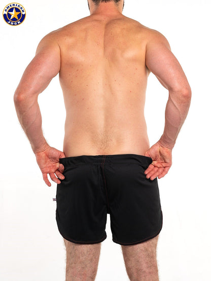 AMERICAN JOCK 8359 Men's 11" Workout Short w/Built-In Jockstrap - Black